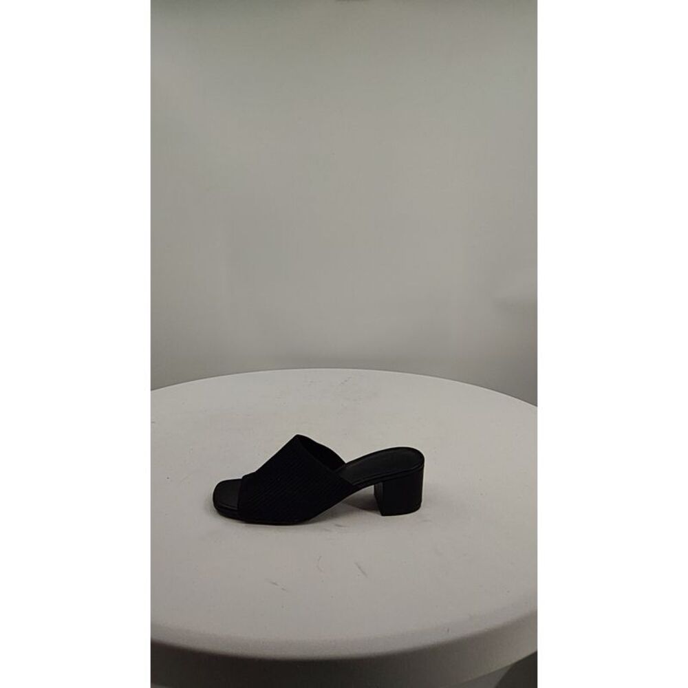 Quince Black Textured Open-Toe Block Heel Mule